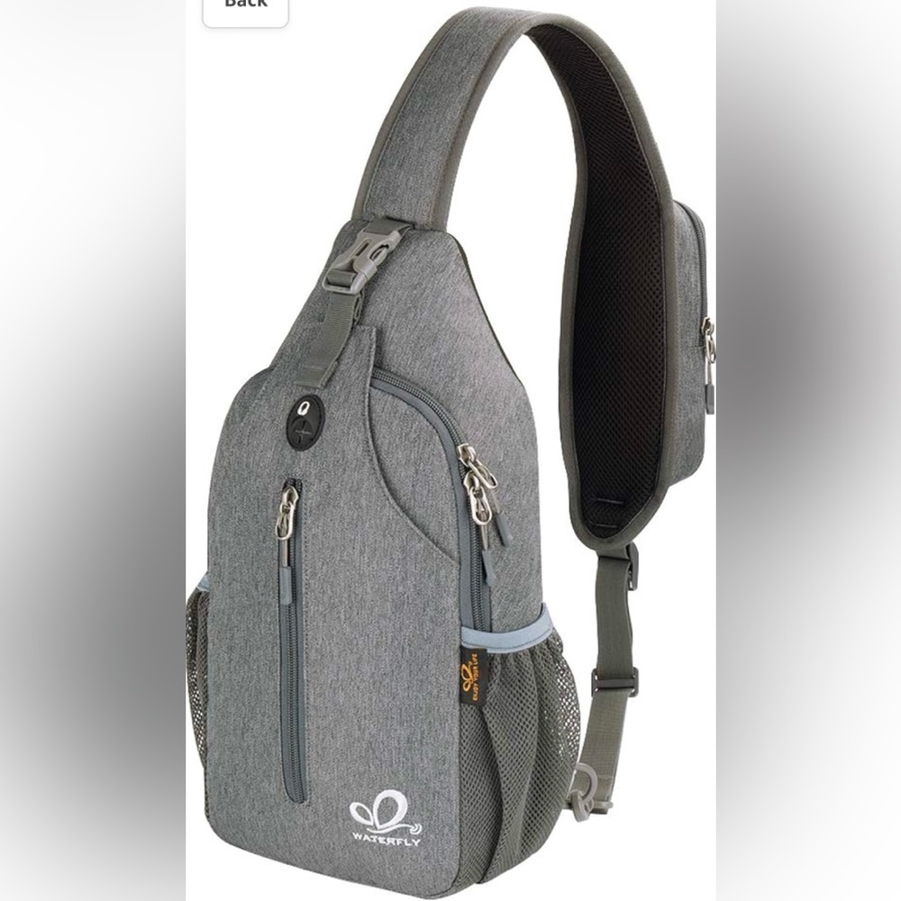 Waterfly Gray Crossbody Sling Backpack - Travel Hiking Chest Sling Bag